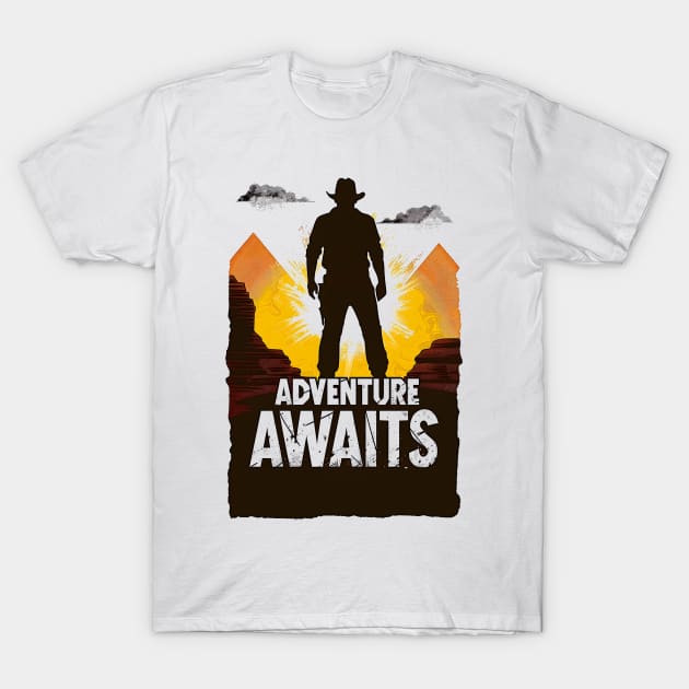 Adventure Awaits - Sunset by the Pyramids - Indy T-Shirt by Fenay-Designs